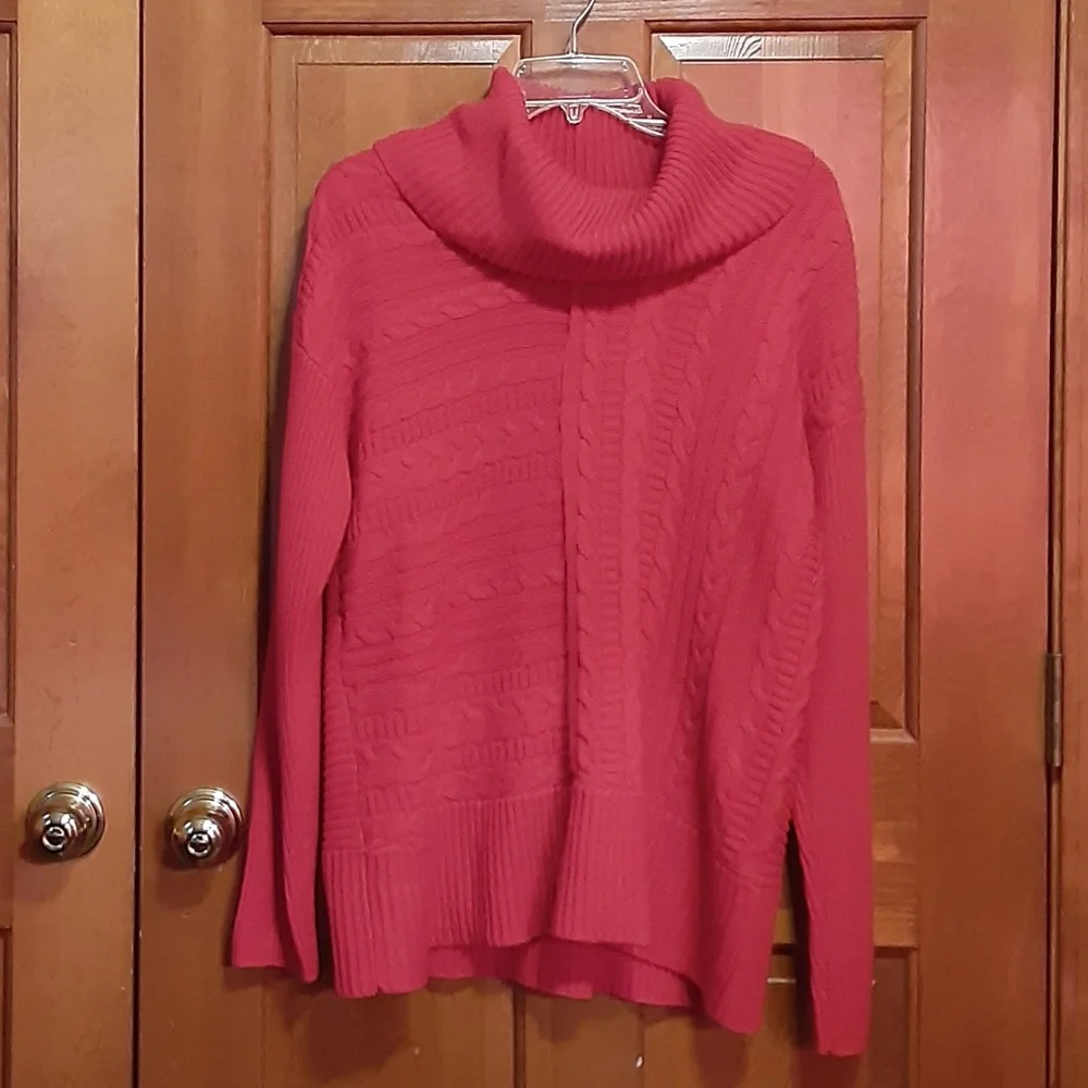 Dress Barn Red Knit Cowl Neck  Sweater